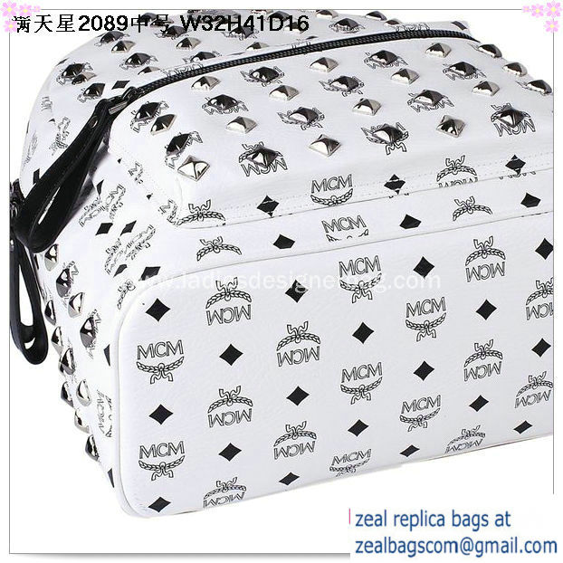 High Quality Replica MCM Stark Studded Medium Backpack MC2089 White - Click Image to Close